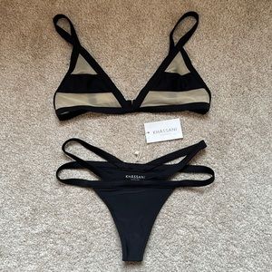 Khassani Black Mesh Thong Bikini